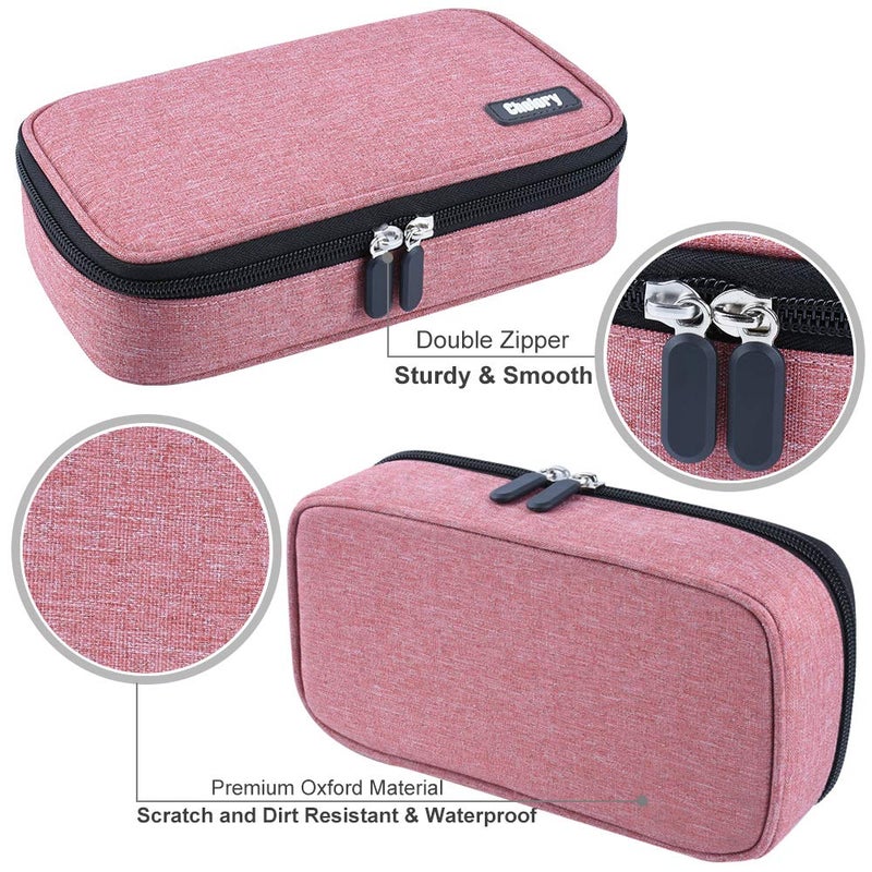 Chelory Large Pencil Case Big Capacity Pencil Bag Pouch High Storage Pen Pencil Marker Cases Holder Multi Functional Portable Office Stationery Organizer Adult Men Women (Light Pink) - Image 4